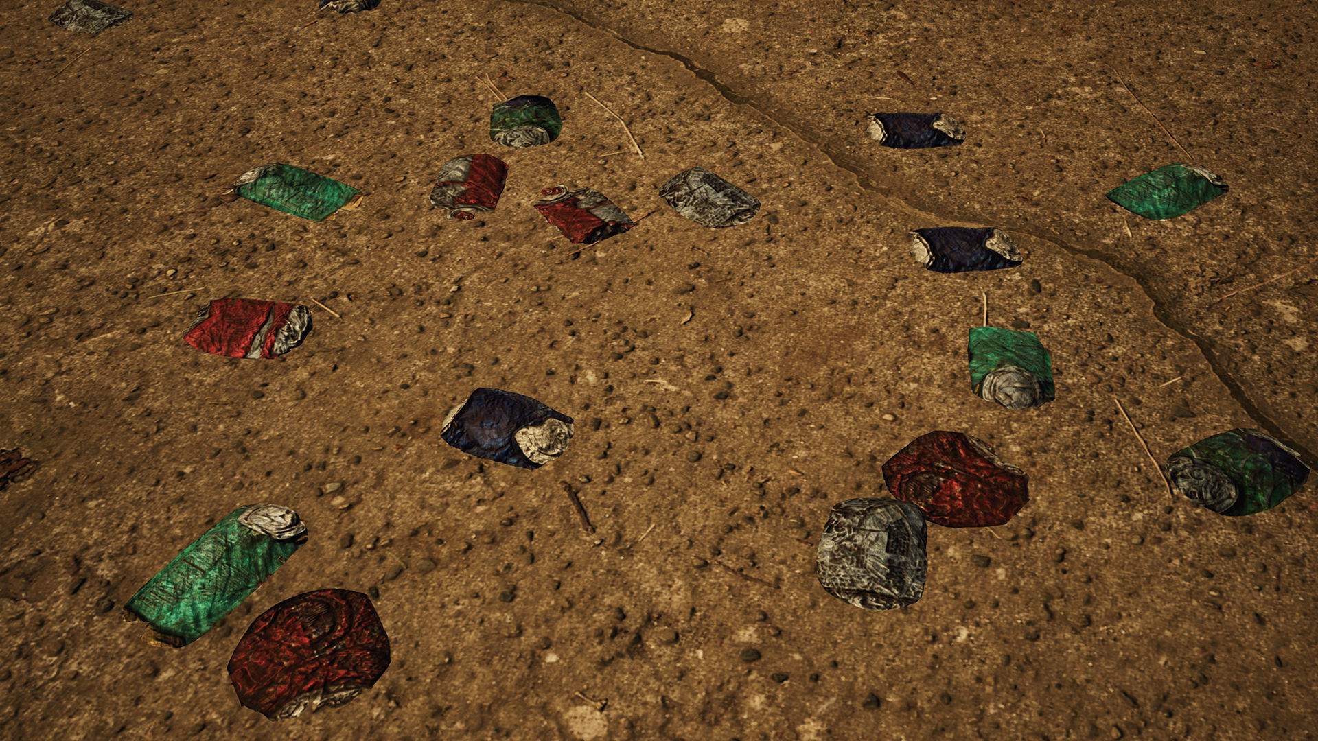 Sidewalk Trash - Cigarettes Masks Gum Cans Low-poly 3D model_6