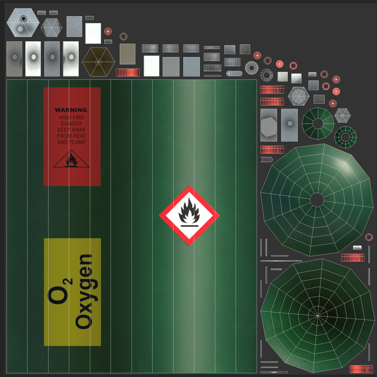 Oxygen tank Low-poly 3D model_7