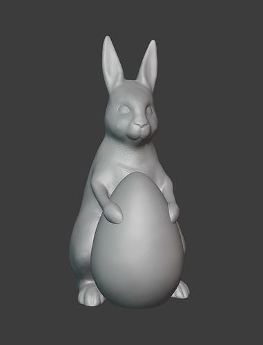 Bunny rabbit on egg 3D print model