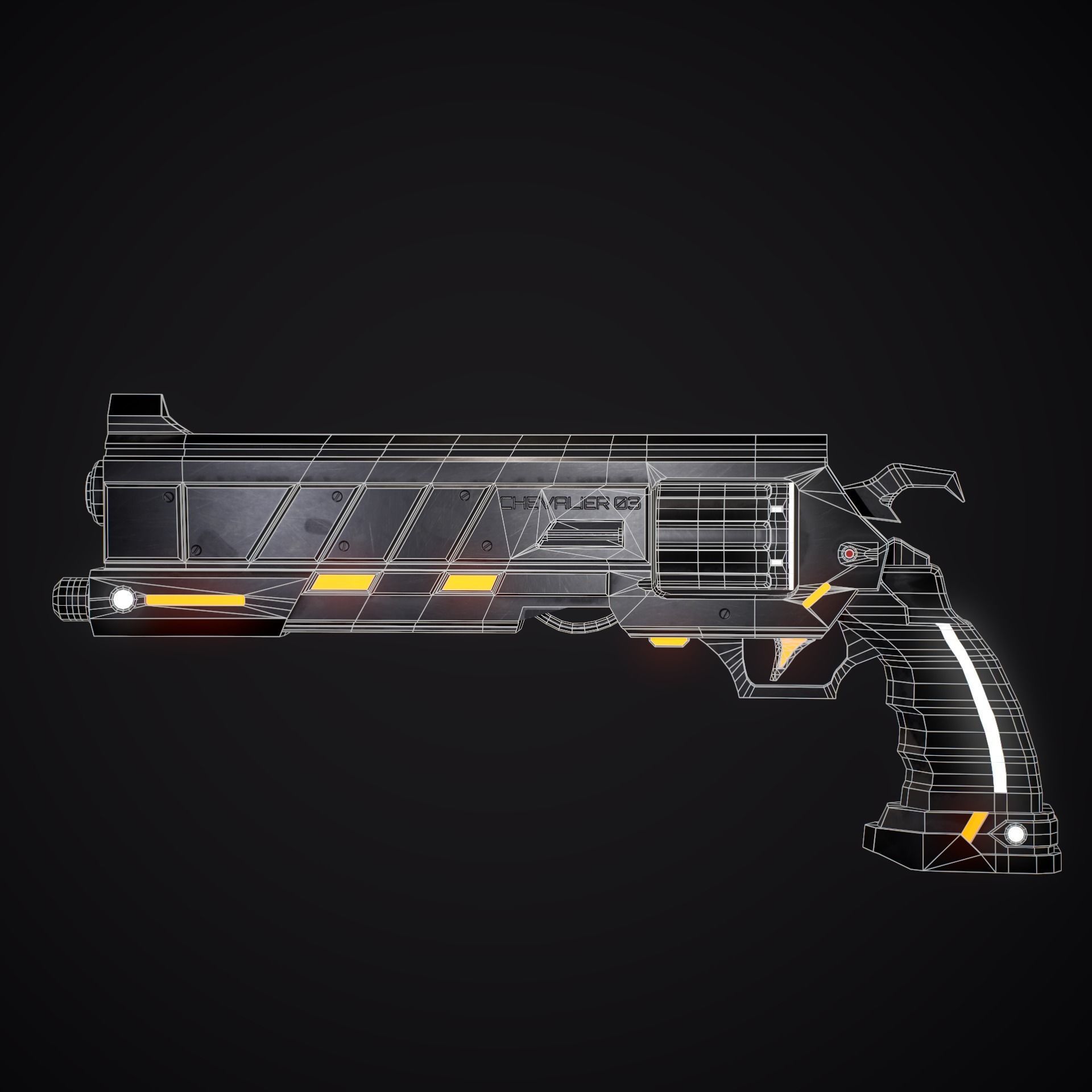 Magnetic Revolver Game Ready Low-poly 3D model_10