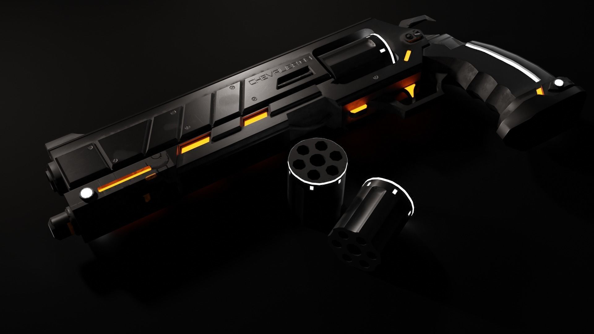 Magnetic Revolver Game Ready Low-poly 3D model_2