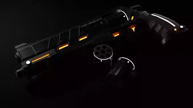 Magnetic Revolver Game Ready Low-poly 3D model