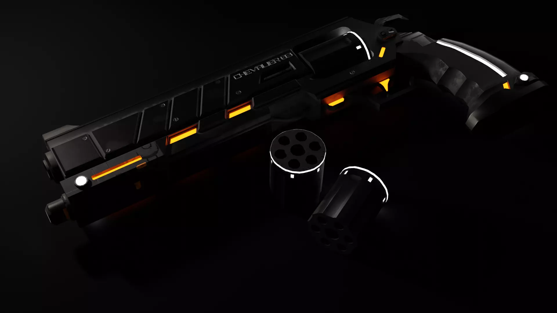 Magnetic Revolver Game Ready Low-poly 3D model_0