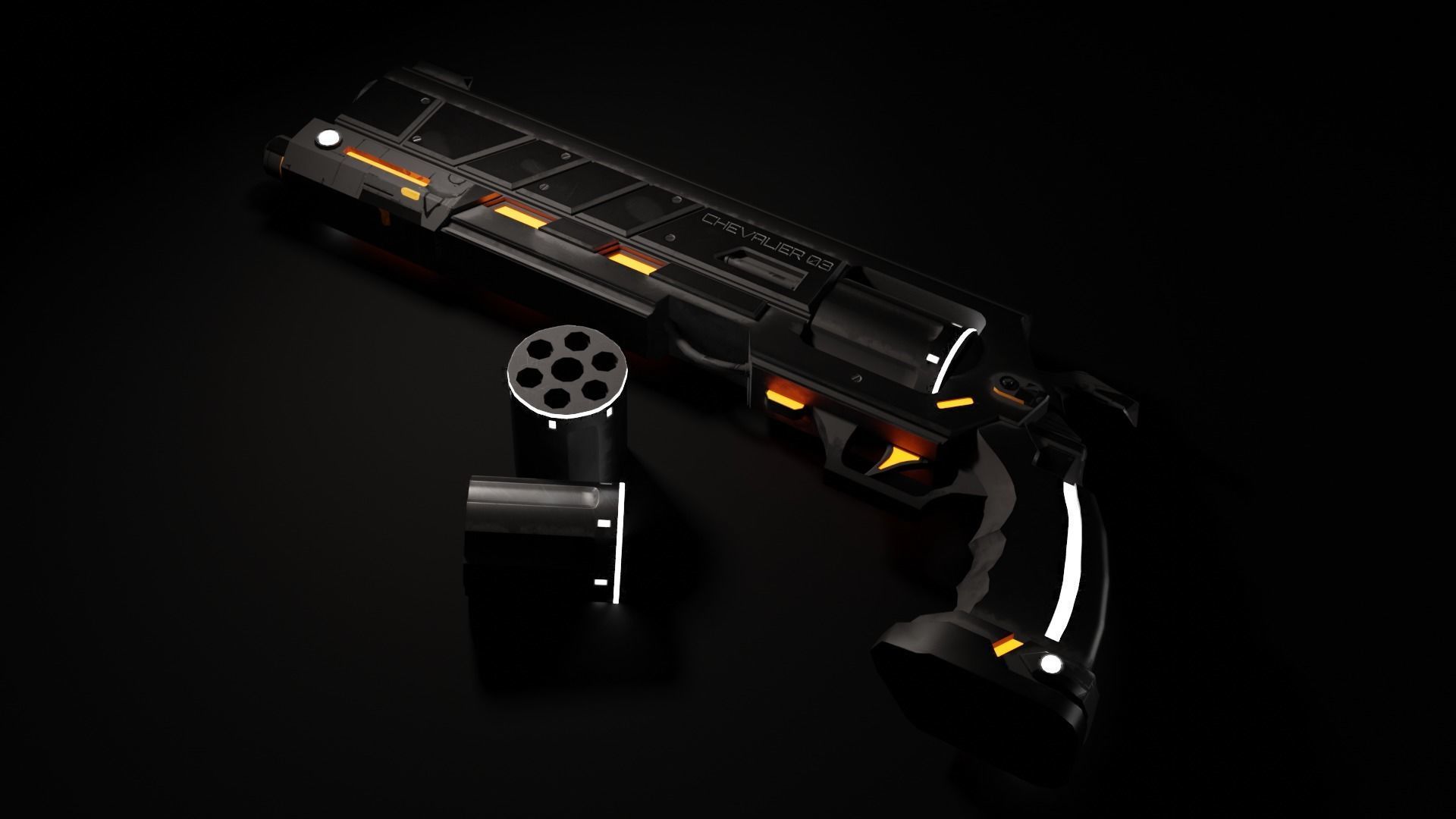 Magnetic Revolver Game Ready Low-poly 3D model_3