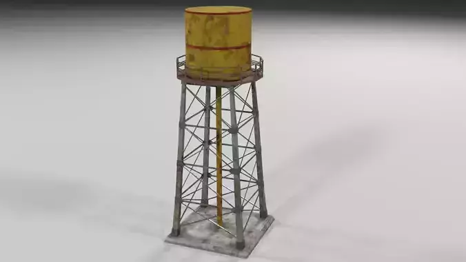Yellow rusty water tower for game