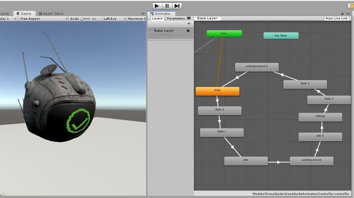 SciFi Futuristic drone robot 3D Low-poly 3D model_3