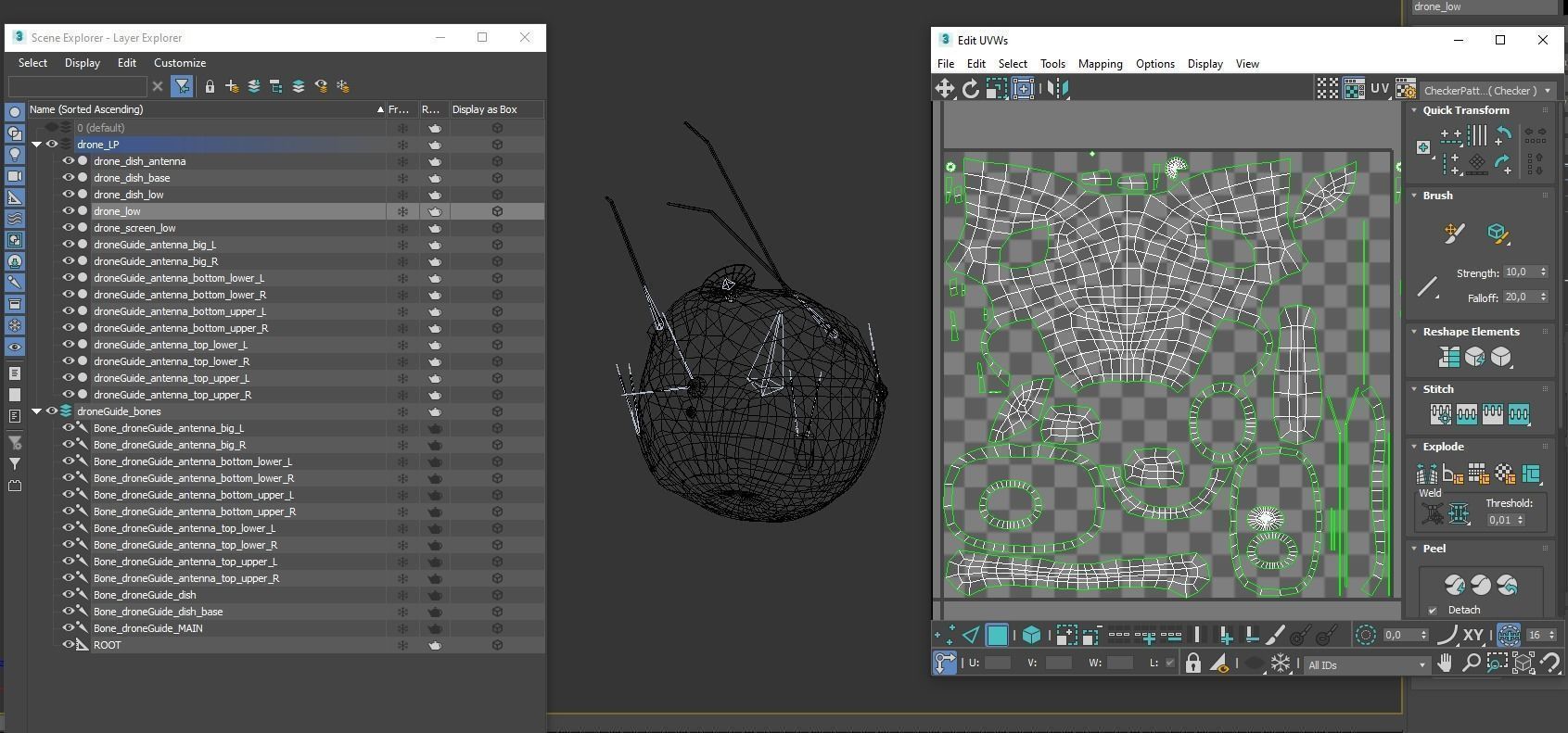 SciFi Futuristic drone robot 3D Low-poly 3D model_7