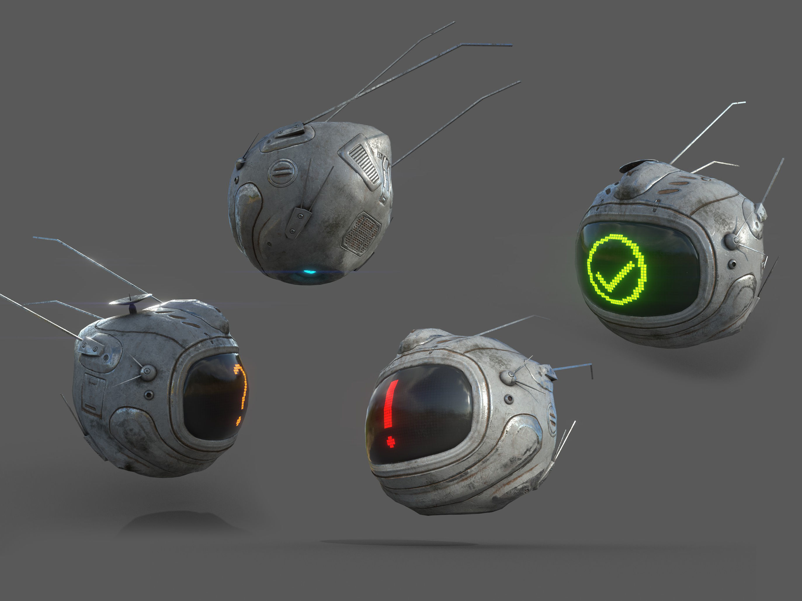 SciFi Futuristic drone robot 3D Low-poly 3D model_16