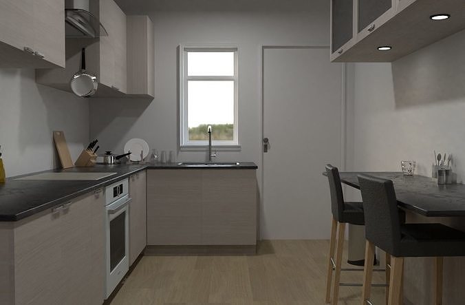 Small Modern Kitchen Interior 3D model