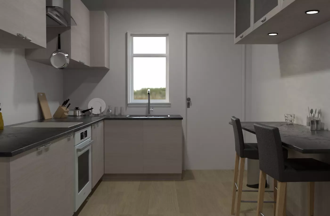 Small Modern Kitchen Interior 3D model_0