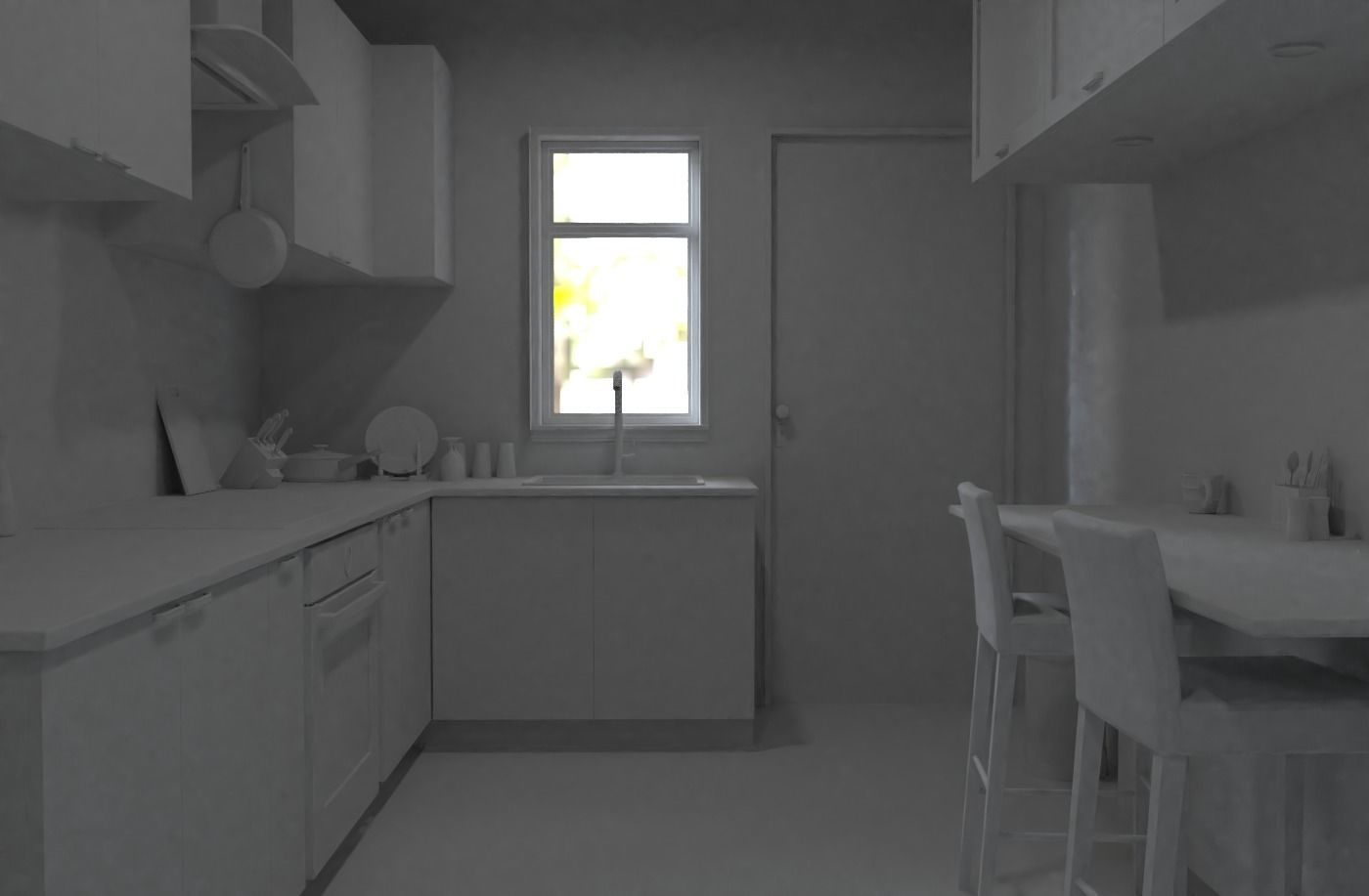 Small Modern Kitchen Interior 3D model_3