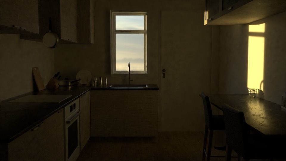 Small Modern Kitchen Interior 3D model_2