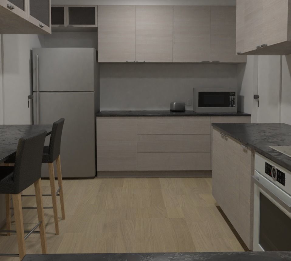 Small Modern Kitchen Interior 3D model_1