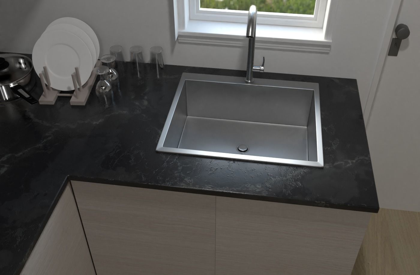 Small Modern Kitchen Interior 3D model_5