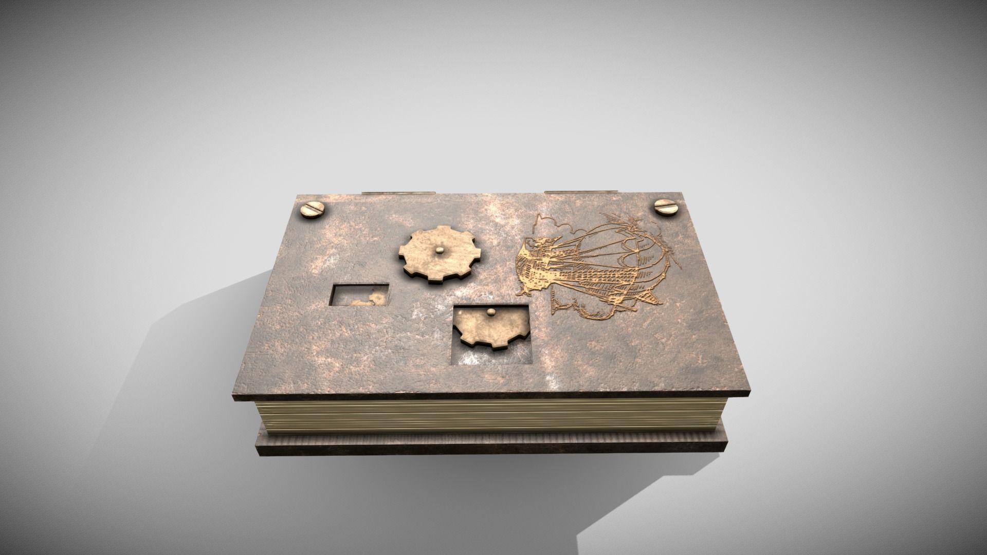 Steampunk book Low-poly 3D model_7