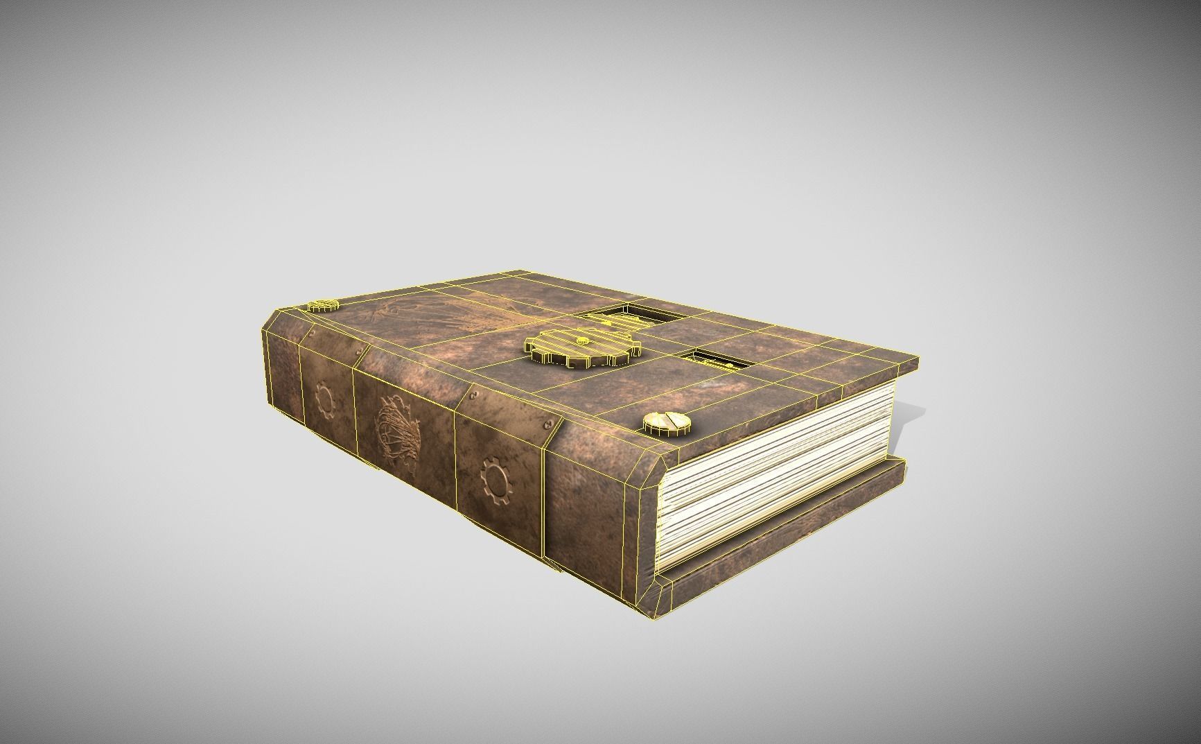 Steampunk book Low-poly 3D model_13