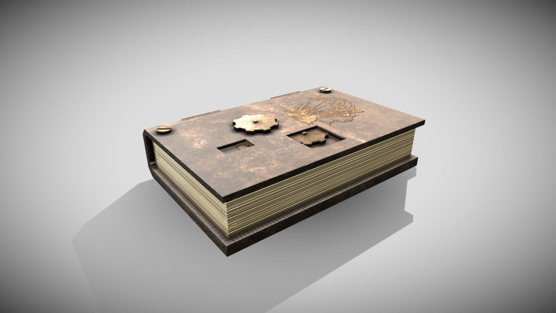 Steampunk book Low-poly 3D model_2