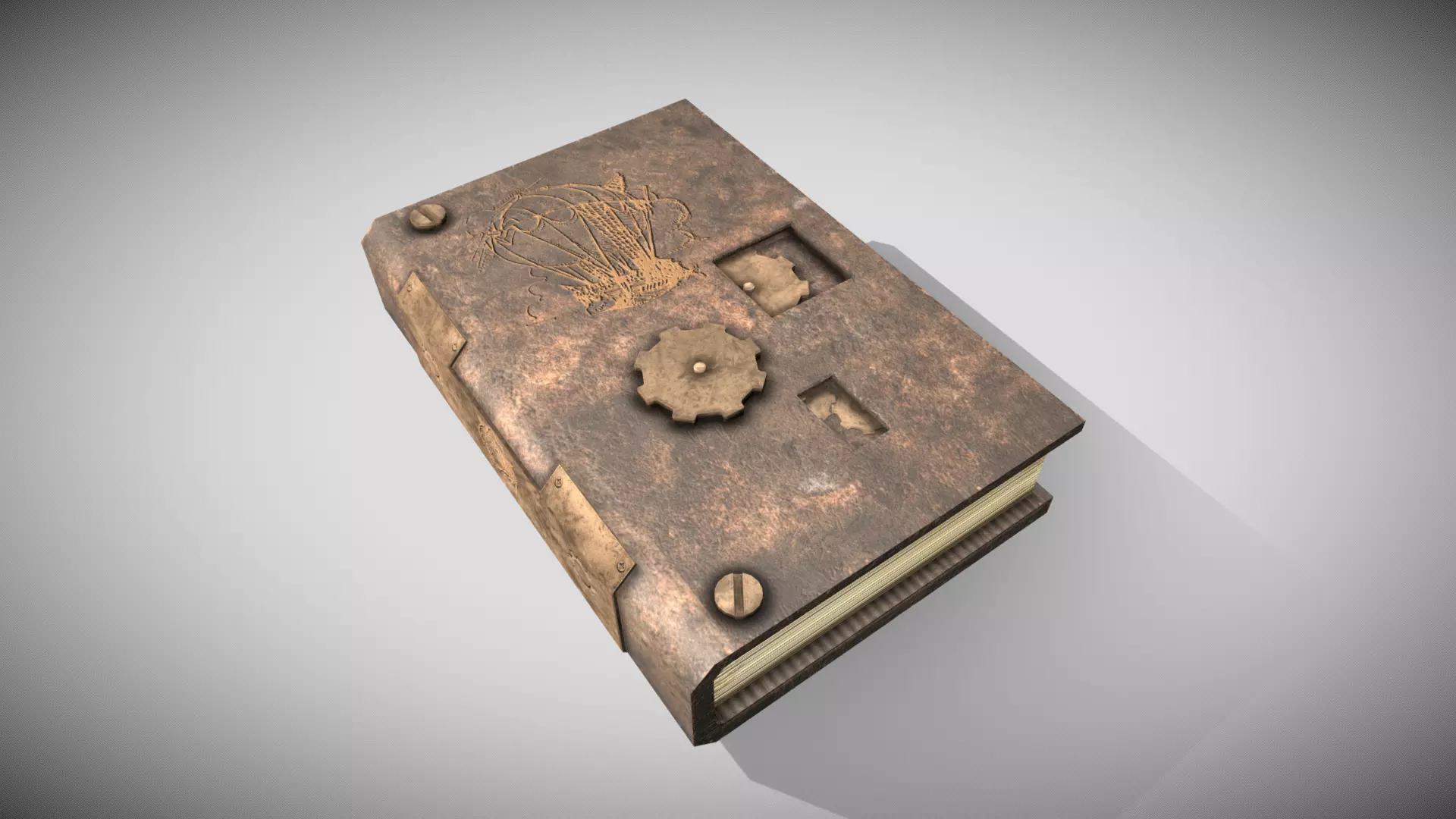 Steampunk book Low-poly 3D model_0