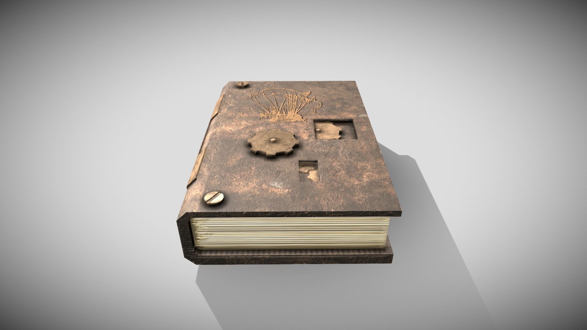Steampunk book Low-poly 3D model_1
