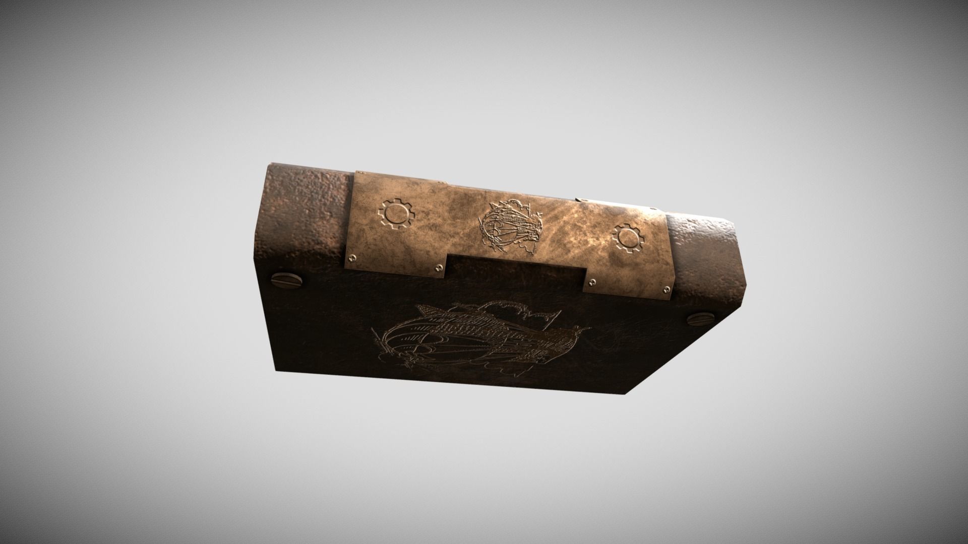 Steampunk book Low-poly 3D model_5