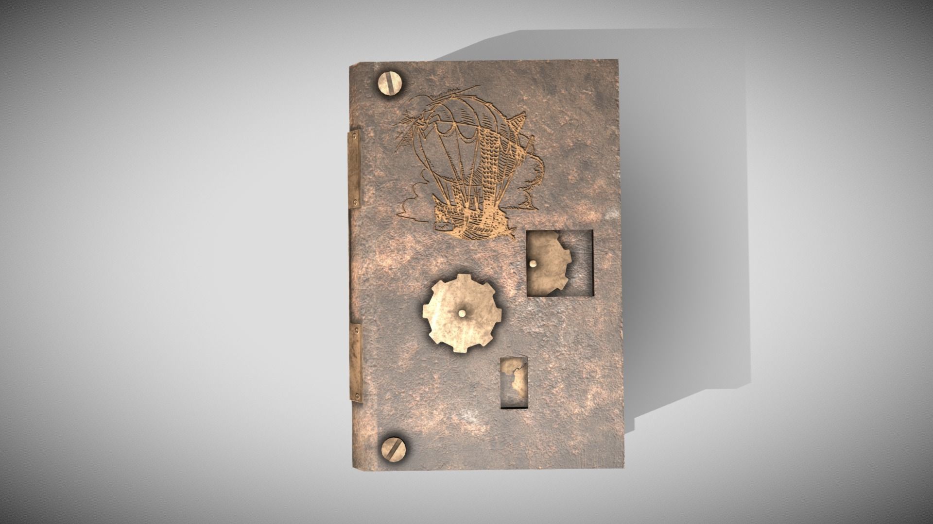 Steampunk book Low-poly 3D model_6