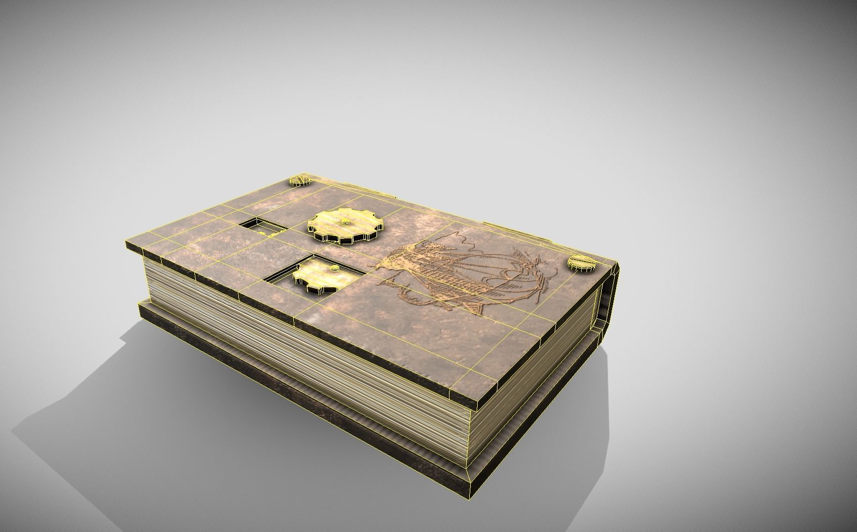 Steampunk book Low-poly 3D model_14