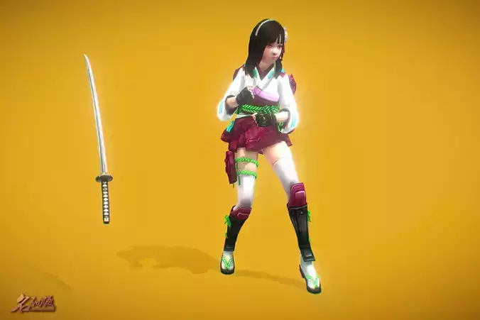Battle Royale Samurai Low-poly 3D model