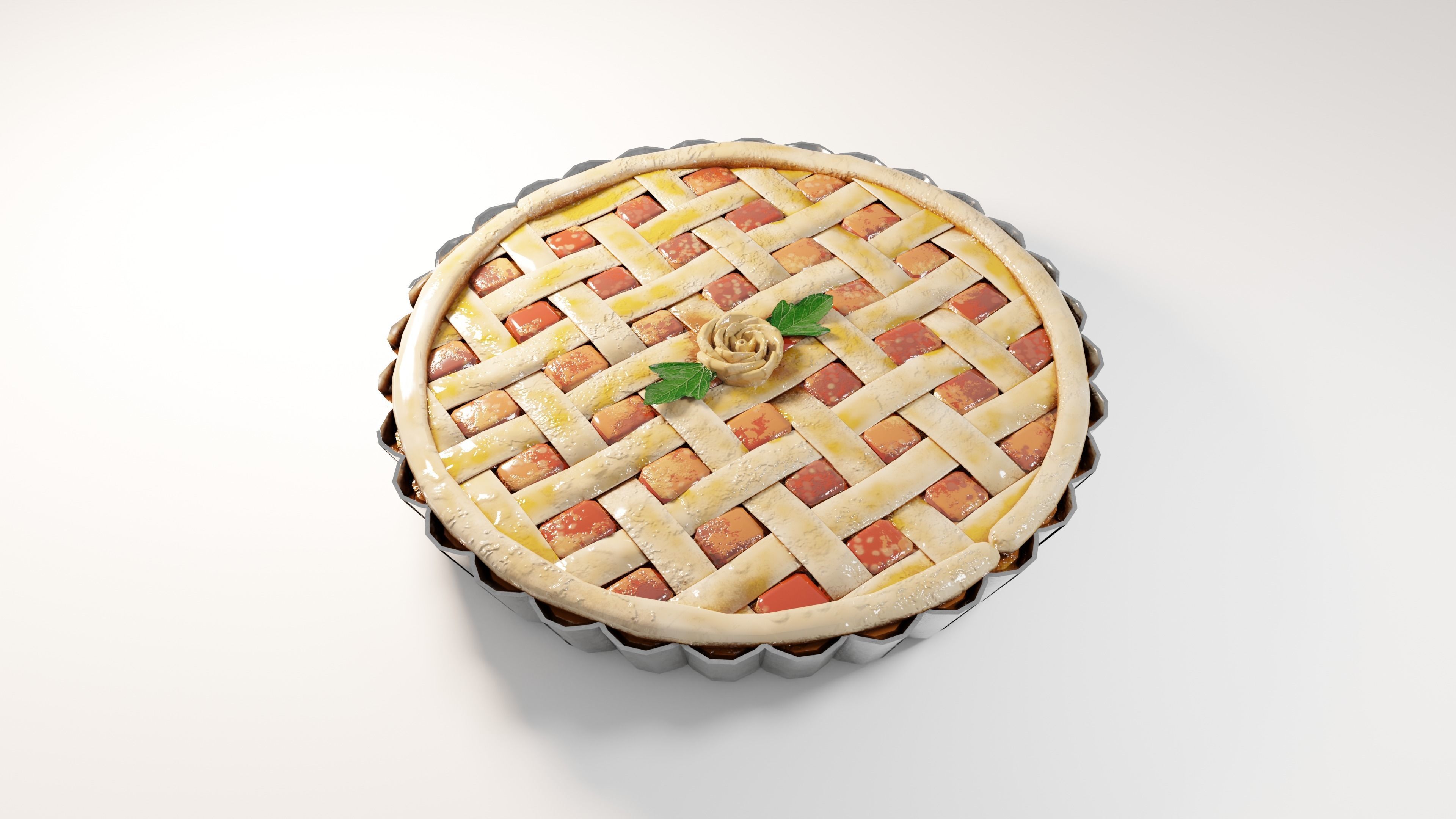 Tomato Pie  Low-poly 3D model_2
