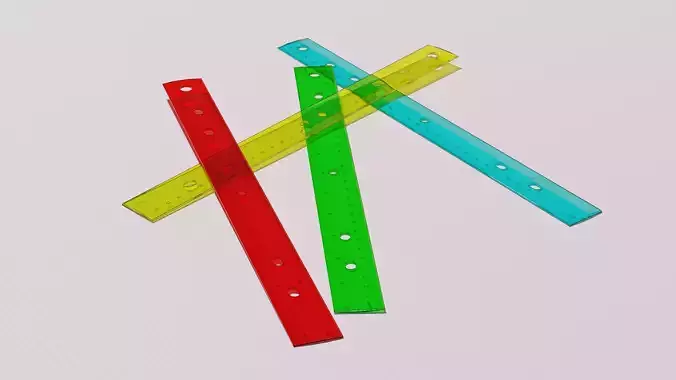 Colored Plastic Rulers Low-poly 3D model