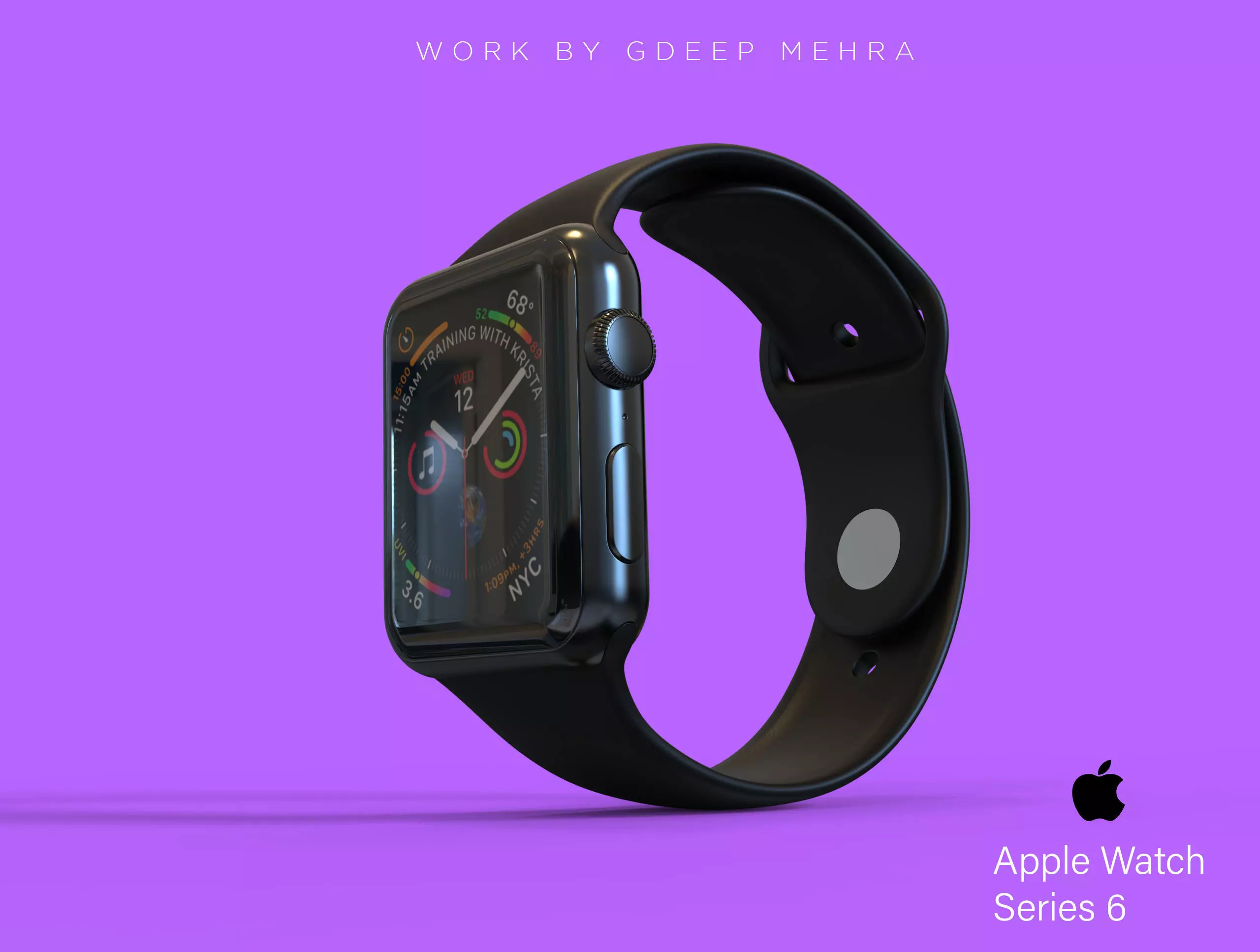 Apple Watch Series 6 44mm Stainless Steel 3D model 3D model