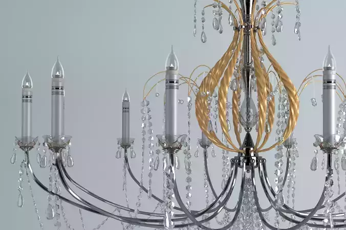 Chandelier with crystals hanging from it