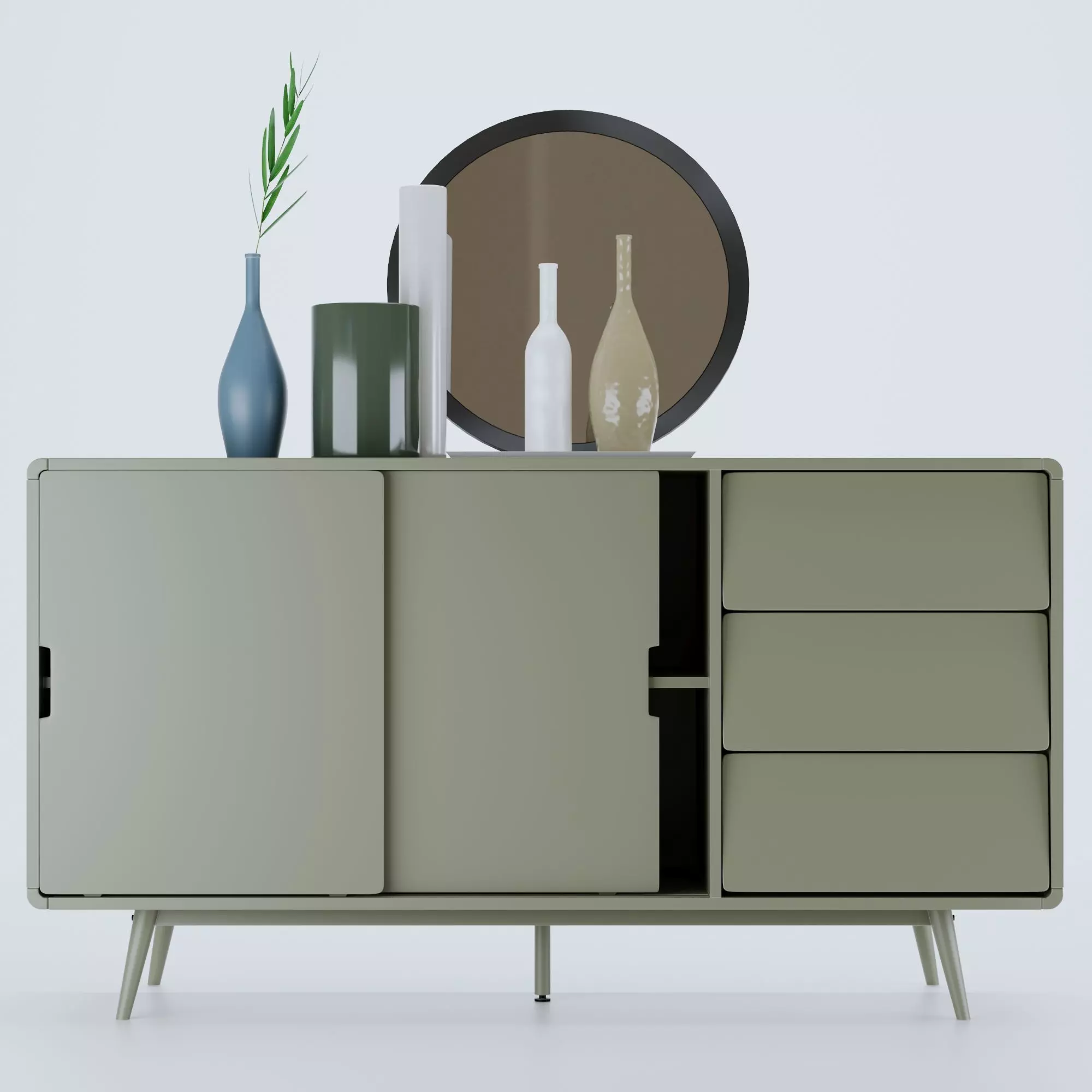 Aubum buffet retro gris 3D model_0