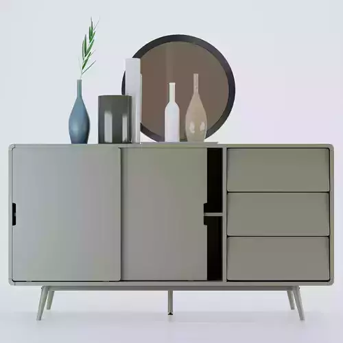 Aubum buffet retro gris 3D model