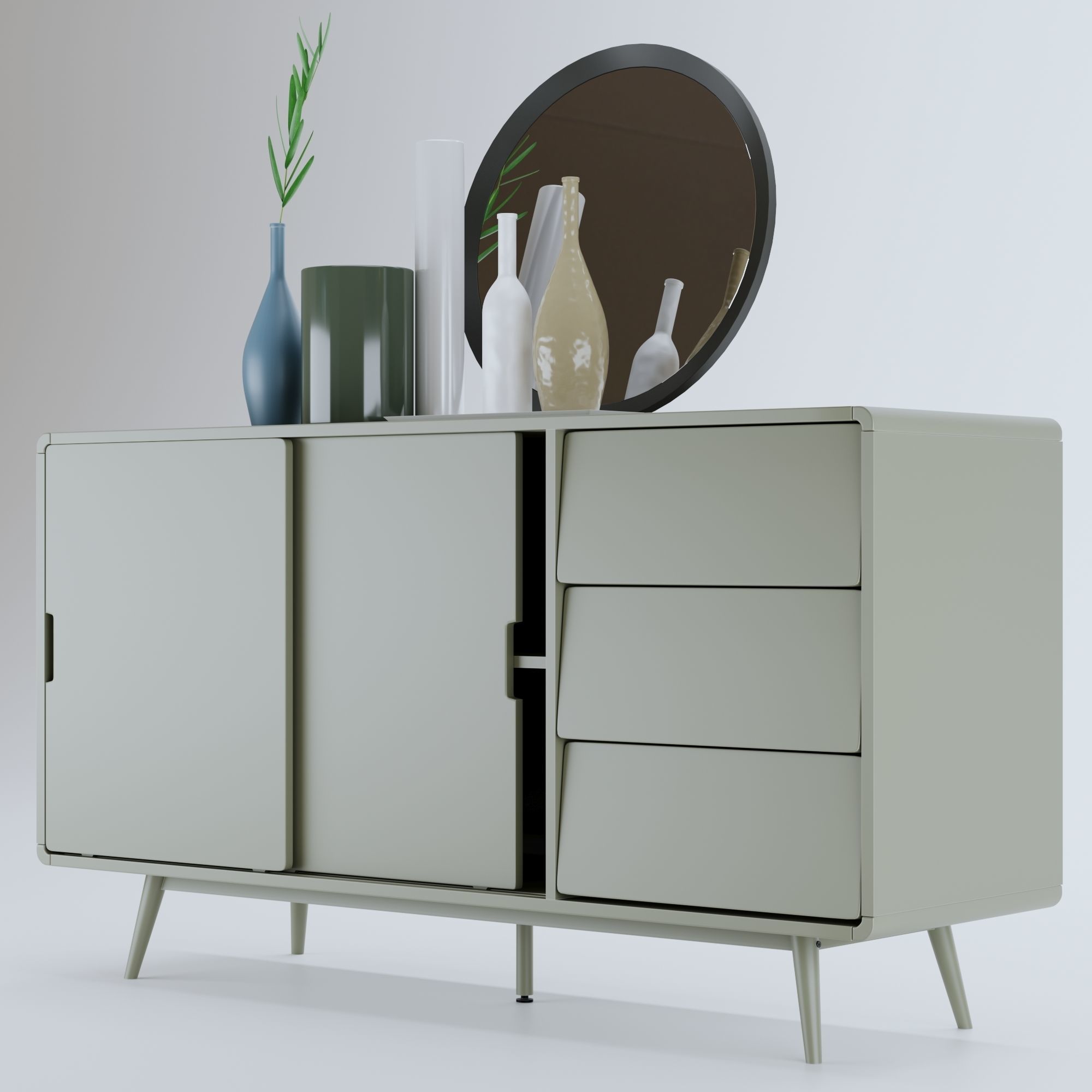 Aubum buffet retro gris 3D model_3