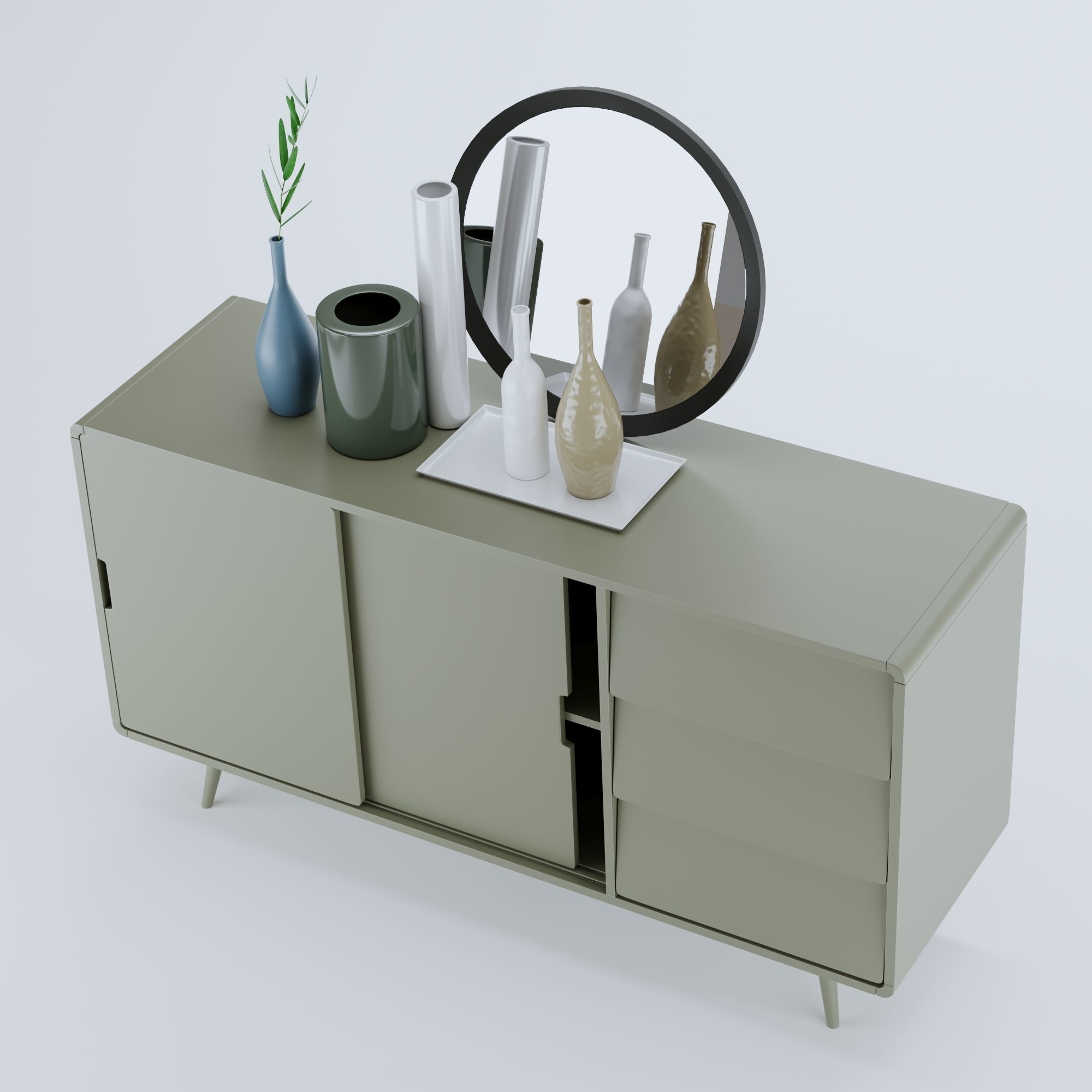 Aubum buffet retro gris 3D model_5