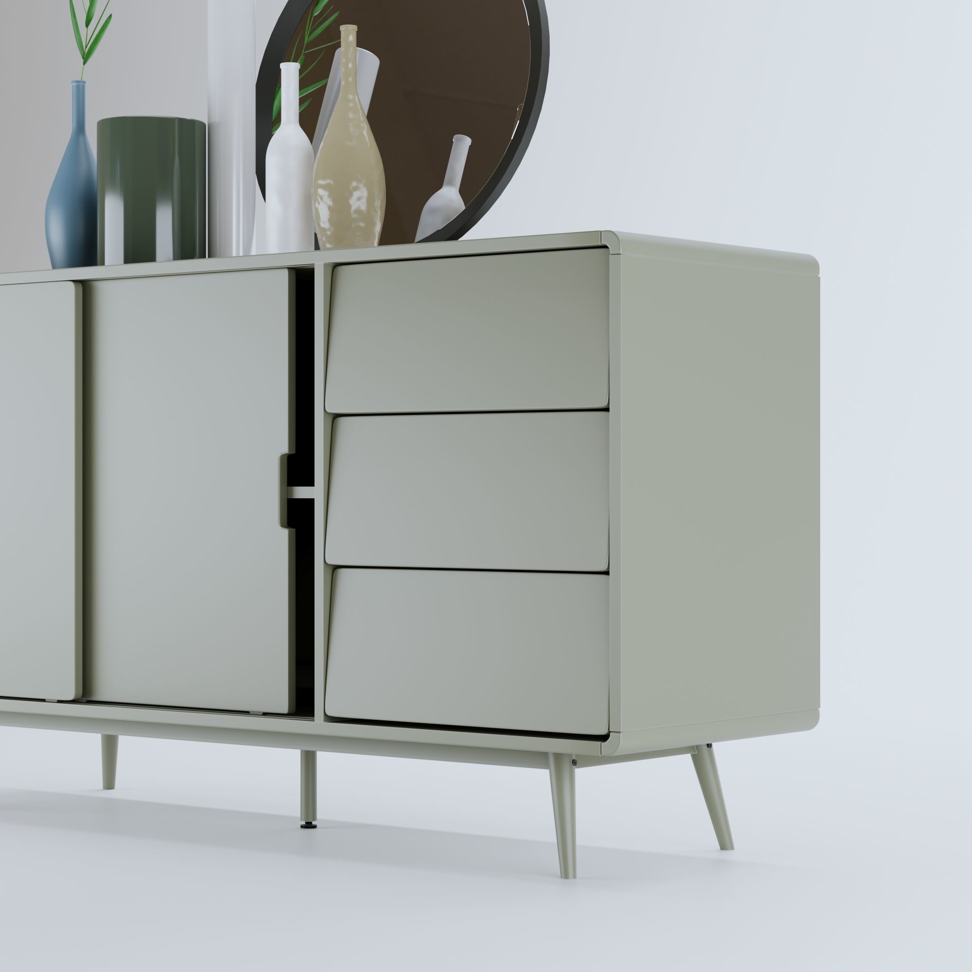Aubum buffet retro gris 3D model_2
