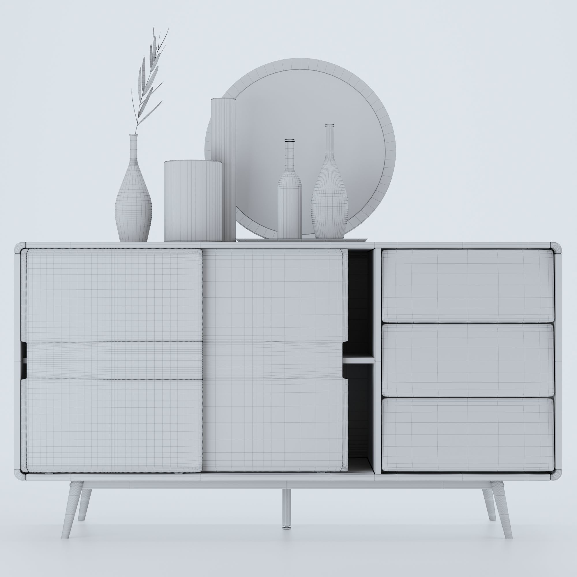 Aubum buffet retro gris 3D model_1