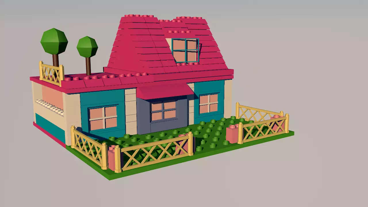 Lego Hello Kitty House 3D model_0