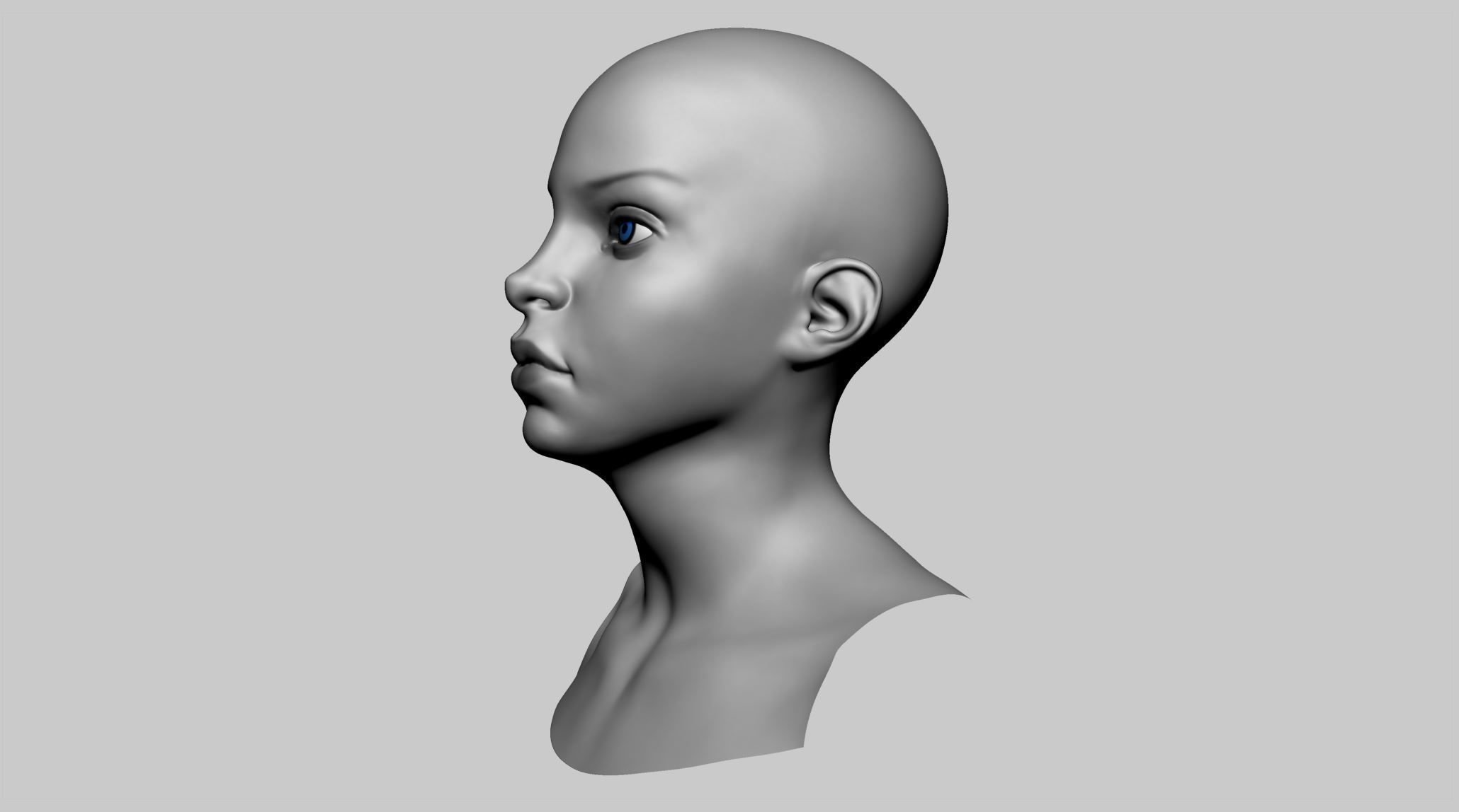 Stylized Female Head v2 3D model_4