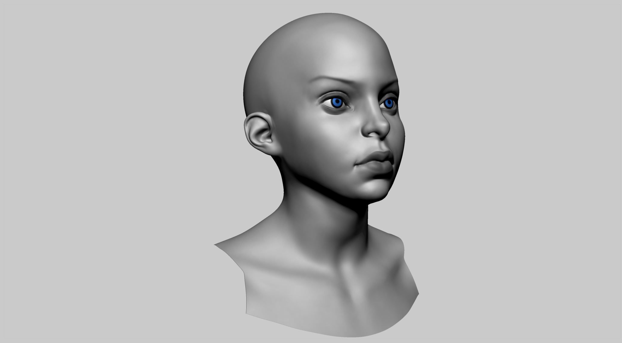 Stylized Female Head v2 3D model_1