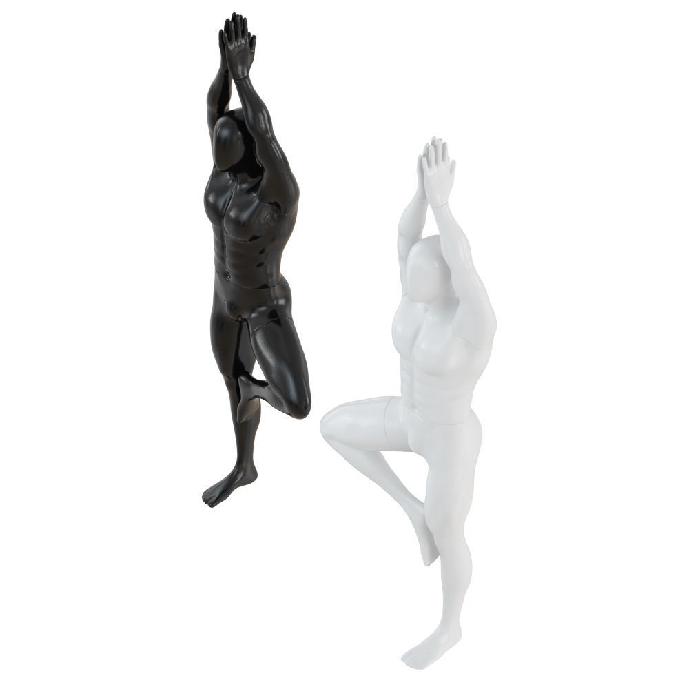 Male abstract mannequin stands in yoga pose 109 3D model_2