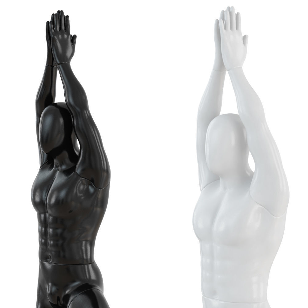 Male abstract mannequin stands in yoga pose 109 3D model_5