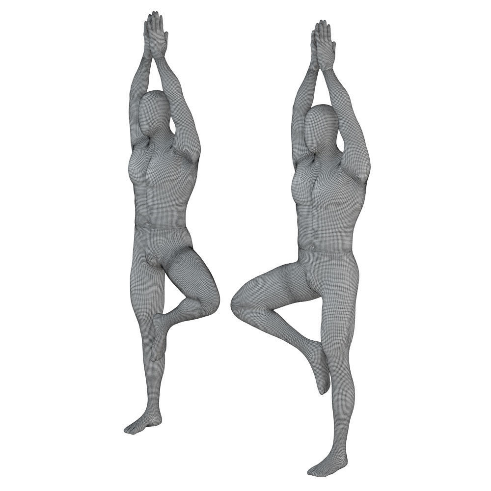 Male abstract mannequin stands in yoga pose 109 3D model_7