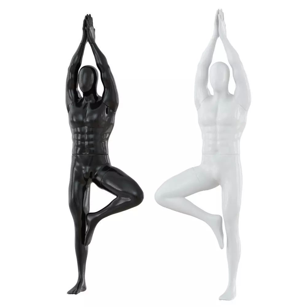 Male abstract mannequin stands in yoga pose 109 3D model_0