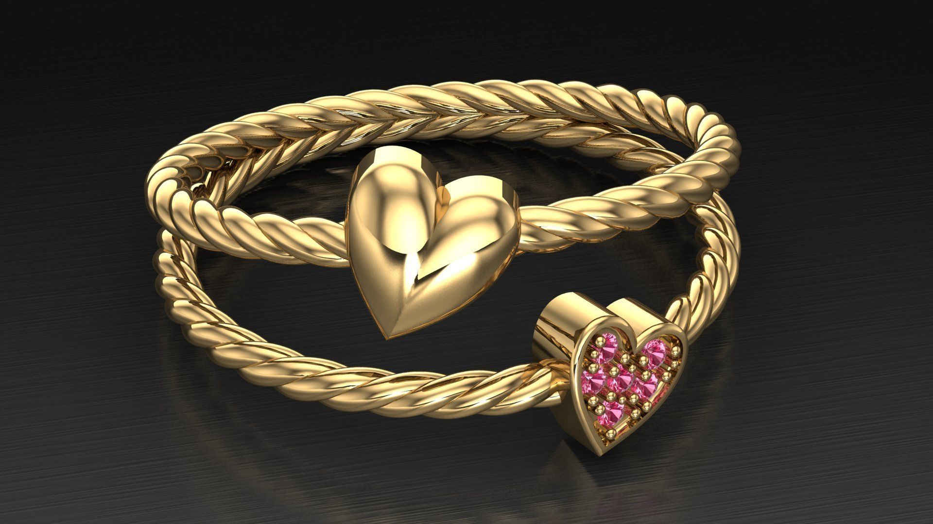 heart ring 3D print model_1