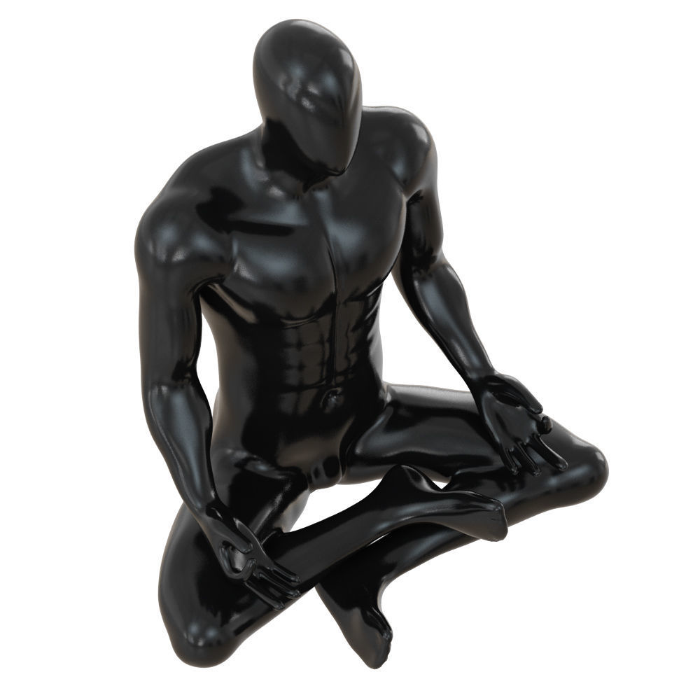 Male abstract mannequin sitting in yoga pose 110 3D model_3