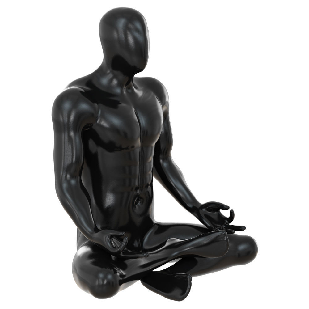 Male abstract mannequin sitting in yoga pose 110 3D model_1