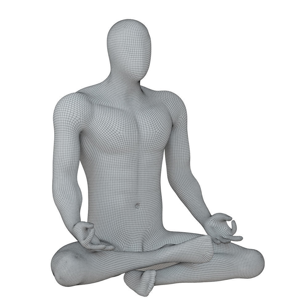 Male abstract mannequin sitting in yoga pose 110 3D model_6