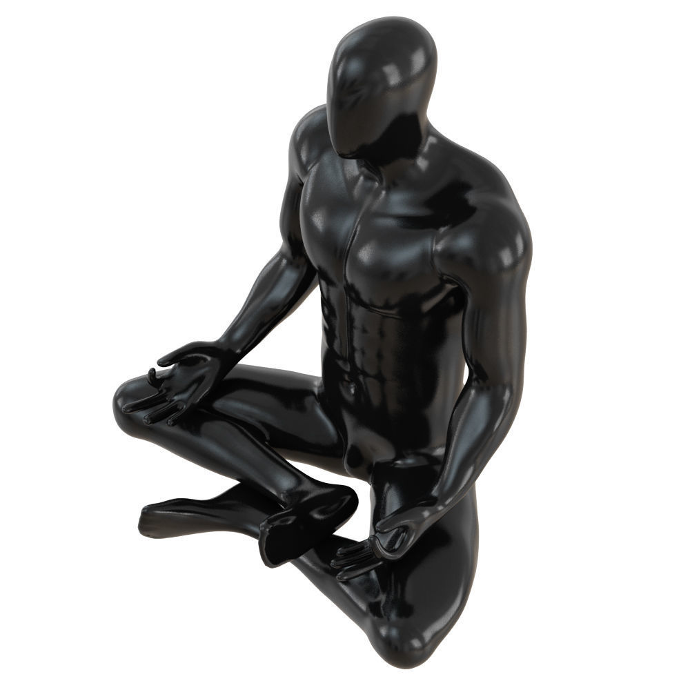 Male abstract mannequin sitting in yoga pose 110 3D model_2