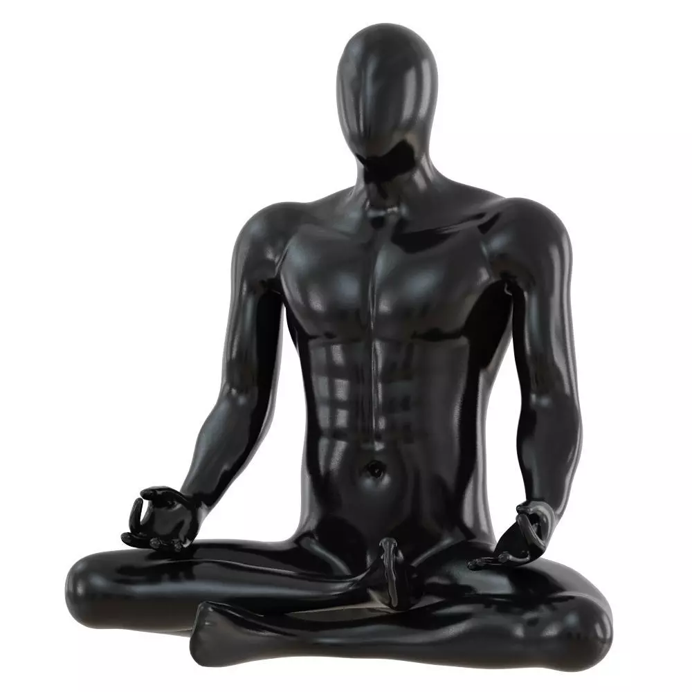 Male abstract mannequin sitting in yoga pose 110 3D model_0